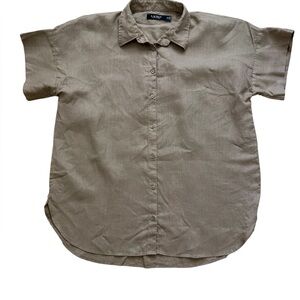 Lauren Ralph black label men’s tan linen‎ shirt size XL Lagenlook quiet luxury